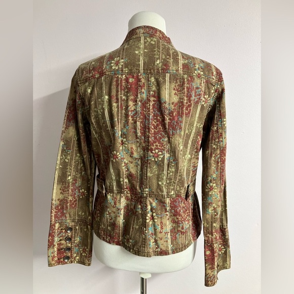 STO Women’s Jacket, Medium, Brown/Red, Nehru Collar, Floral, Vintage Look - Picture 5 of 5